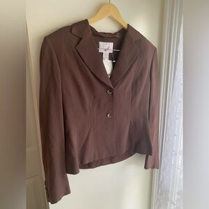 NWT Vintage Mondi Satin Brown Blazer Tailored Suit Jacket NOS Deadstock  Luxury